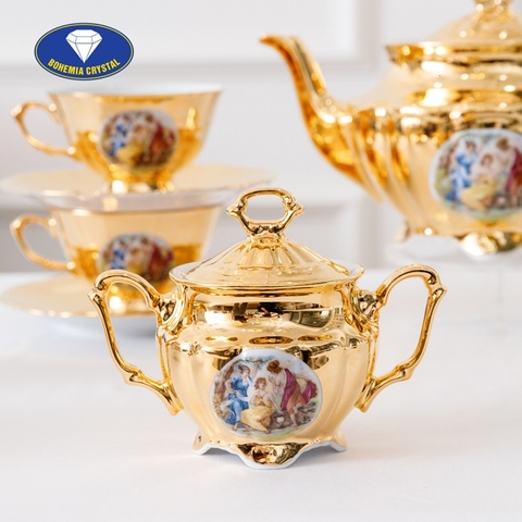 Bohemia - Bộ ấm trà sứ Tiệp mạ vàng ZLATO GR