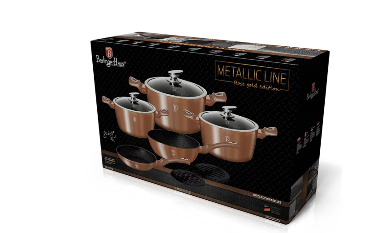 Bộ nồi 10 chi tiết Berlinger Haus BH/1220N Rose gold collection - màu vàng hồng