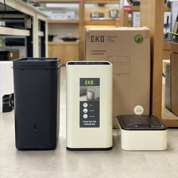 Thùng rác cảm biến vân tay EKO Sensor EK9577-18L-VNS màu kem