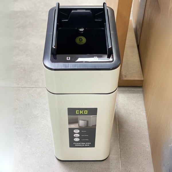 Thùng rác cảm biến vân tay EKO Sensor EK9577-18L-VNS màu kem
