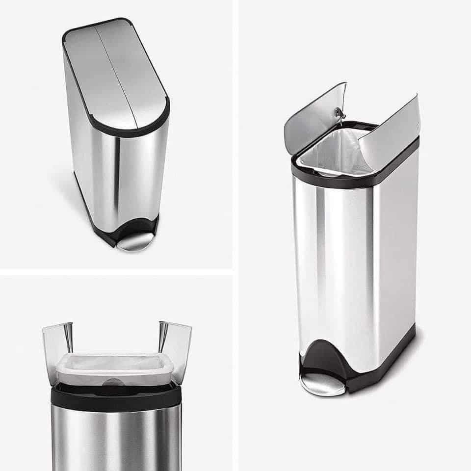 Thùng rác đạp chân nắp mở hình cánh bướm Simplehuman CW2058 18L màu inox