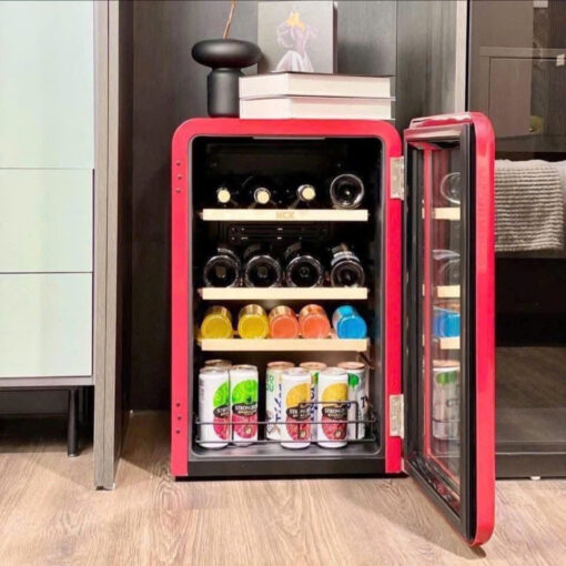 Tủ rượu HCK màu đỏ 22 chai có mặt kính (dung tích 70L)