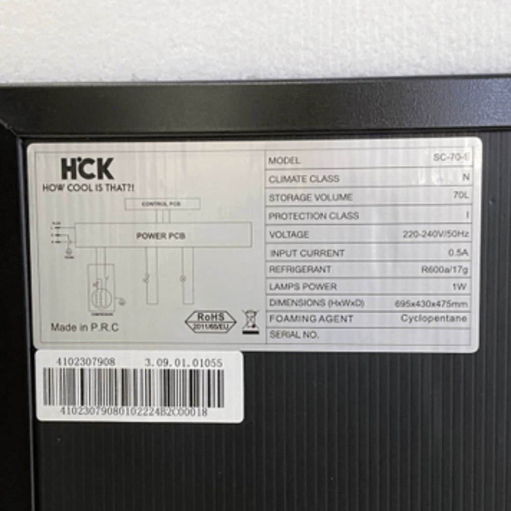 Tủ rượu HCK 70L SC-70-E màu đen mặt kính - 22 chai