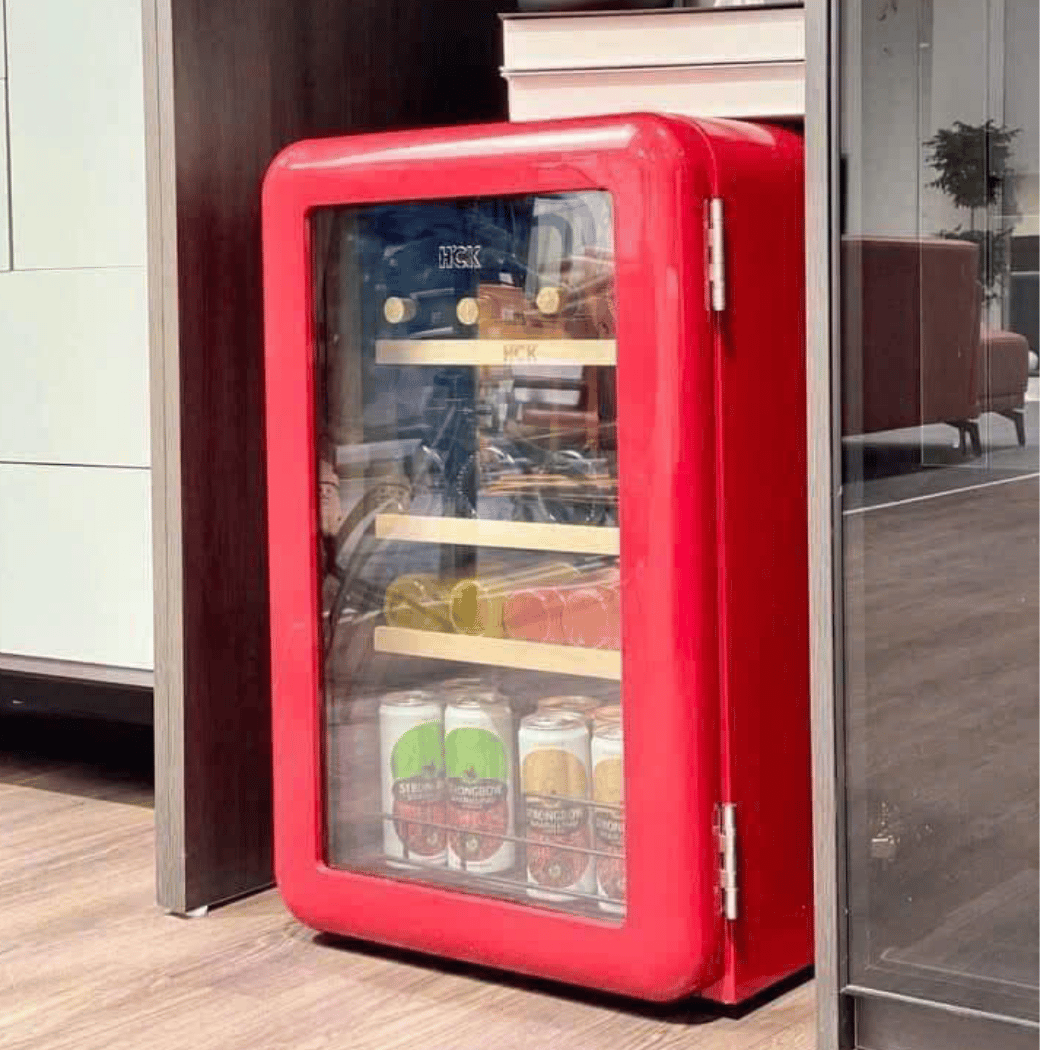 Tủ rượu HCK màu đỏ 22 chai có mặt kính (dung tích 70L)