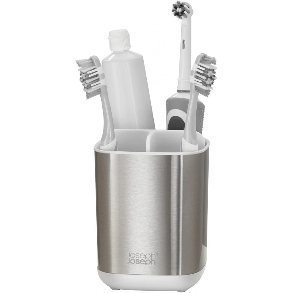 Bộ hộp đựng bàn chải đánh răng Joseph Joseph 70530 EasyStore Steel Toothbrush Caddy - White