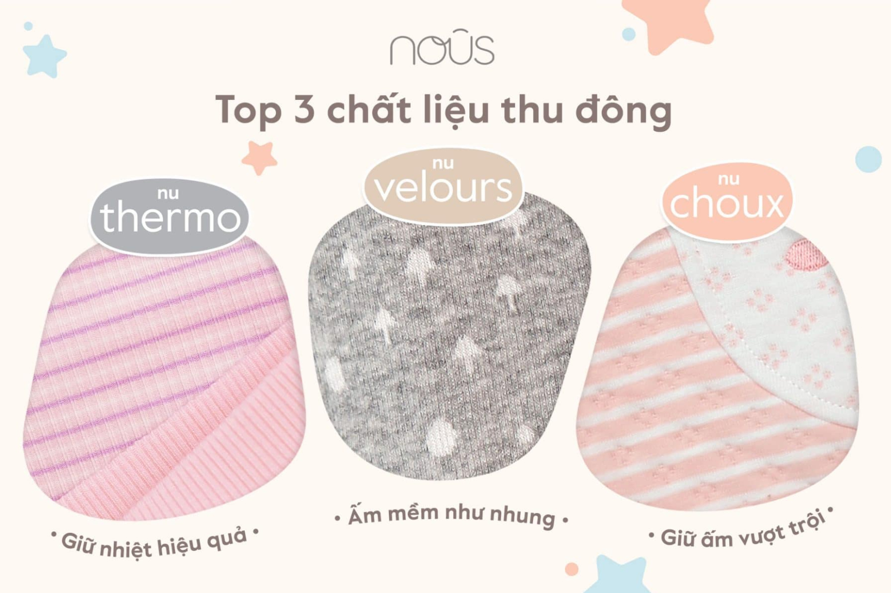 Đồ sơ sinh Nous thu đông: 3 chất liệu giữ bé ấm áp và năng động