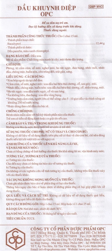 Dầu khuynh diệp OPC