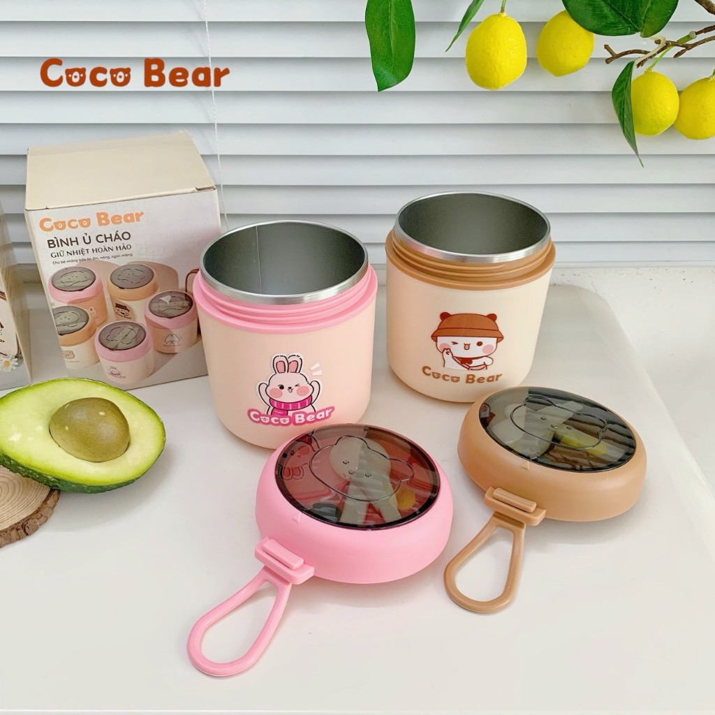 Bình ủ cháo Coco Bear 530ml (Kèm thìa và túi giữ nhiệt)