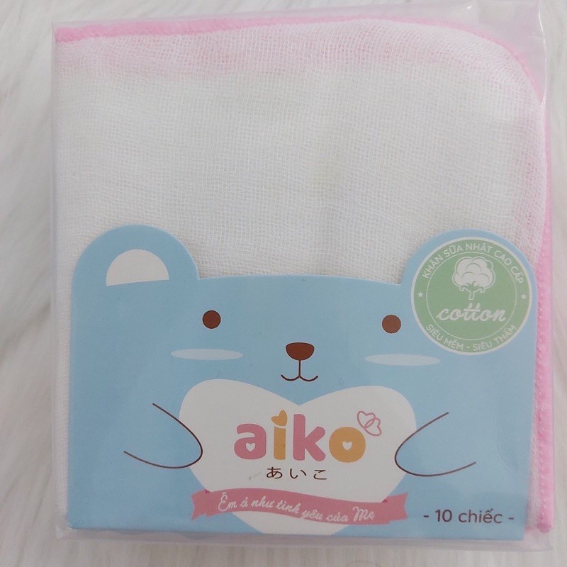 Set 10 khăn sữa xô 3 lớp Aiko nhỏ (27x25cm)