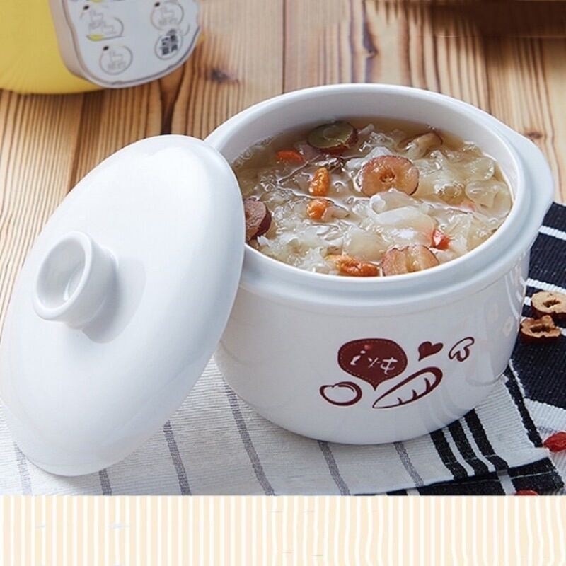 Thố sứ kèm nắp thay thế nồi nấu cháo chậm Bear