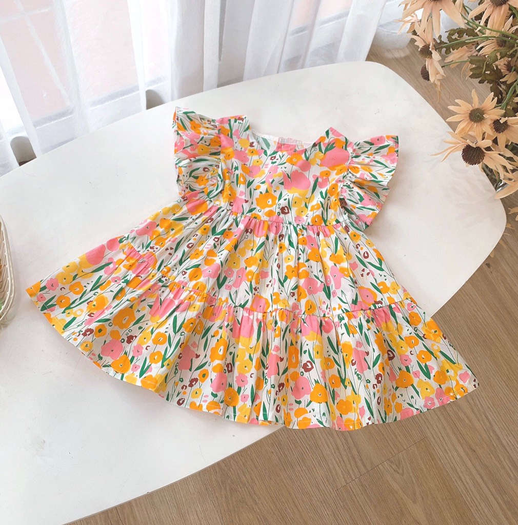 Đầm hoa tuylip vàng Op Kids