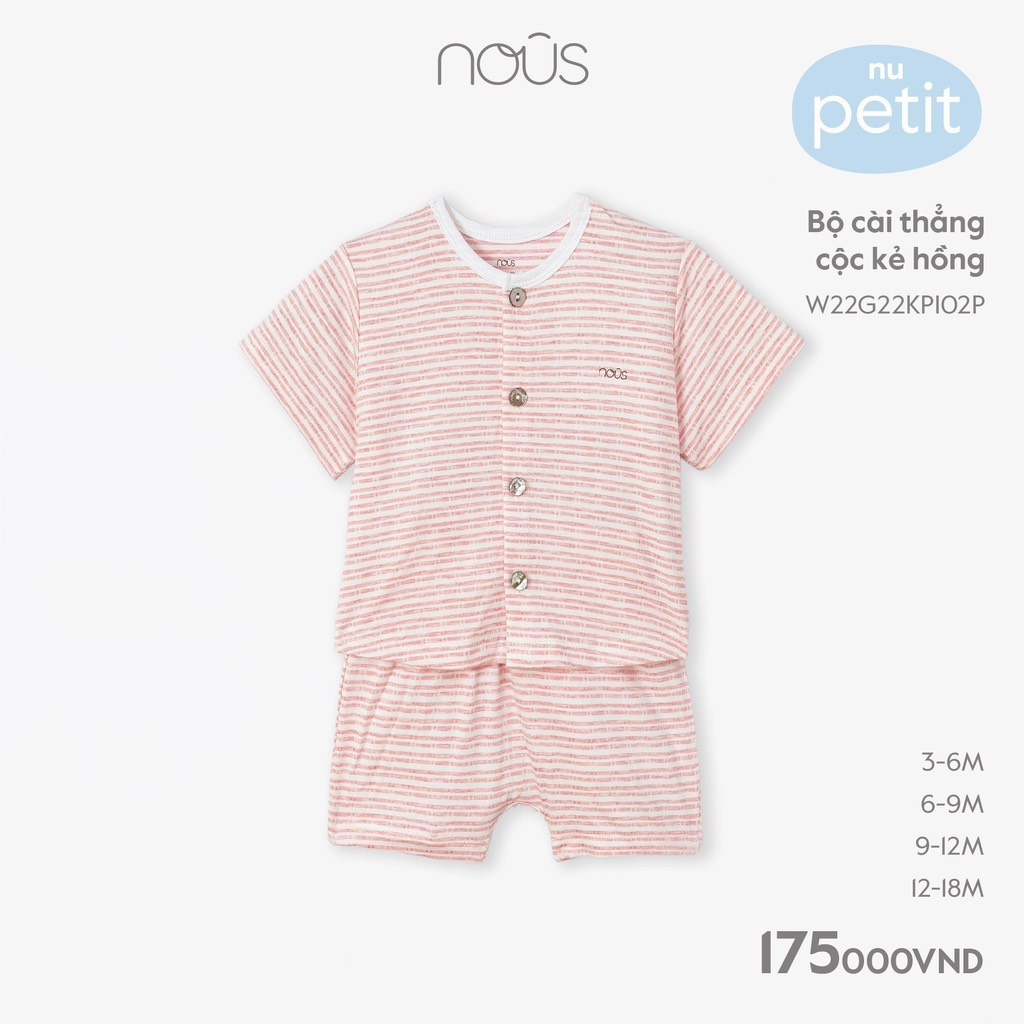 Bộ cài thẳng cộc Nous kẻ hồng