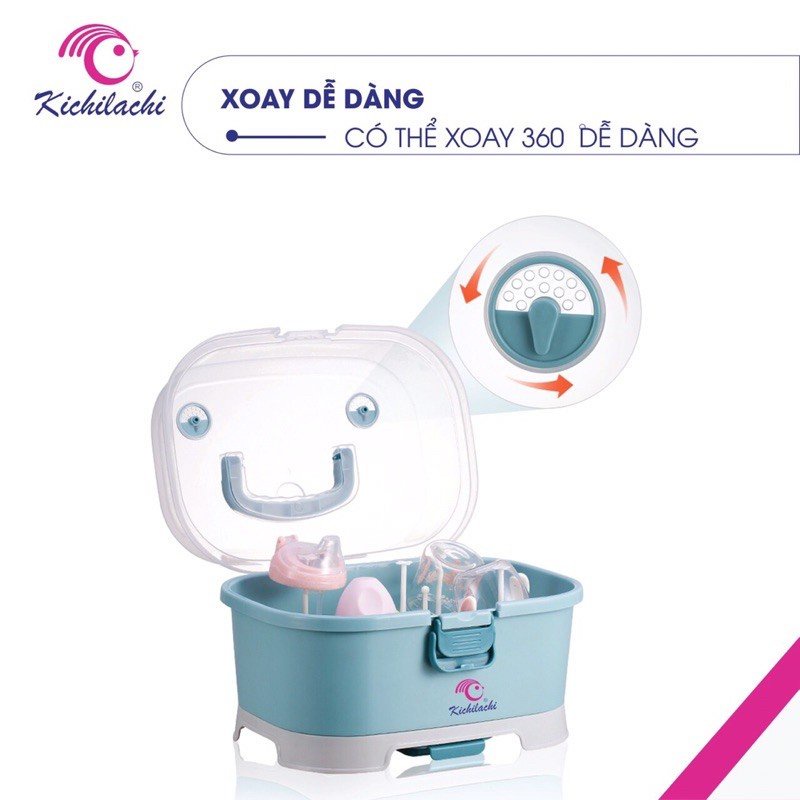 Giá úp bình sữa có nắp đậy Kichiachi