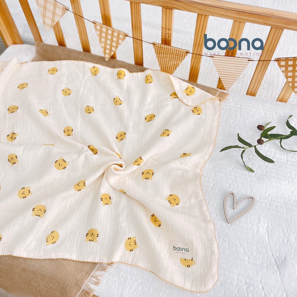 Khăn, chăn xô muslin 4 lớp viền zic zac Boona (70x90cm)
