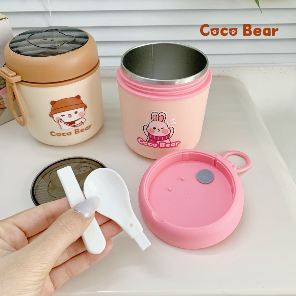 Bình ủ cháo Coco Bear 530ml (Kèm thìa và túi giữ nhiệt)