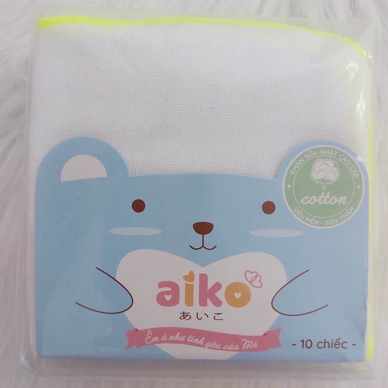 Set 10 khăn sữa xô 3 lớp Aiko nhỏ (27x25cm)