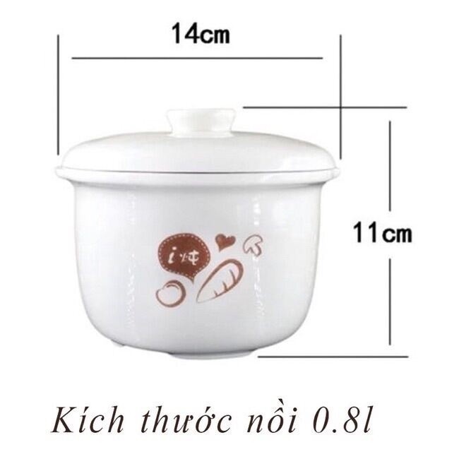 Thố sứ kèm nắp thay thế nồi nấu cháo chậm Bear