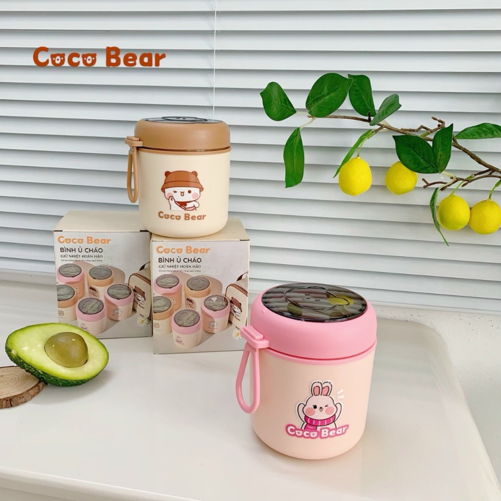 Bình ủ cháo Coco Bear 530ml (Kèm thìa và túi giữ nhiệt)