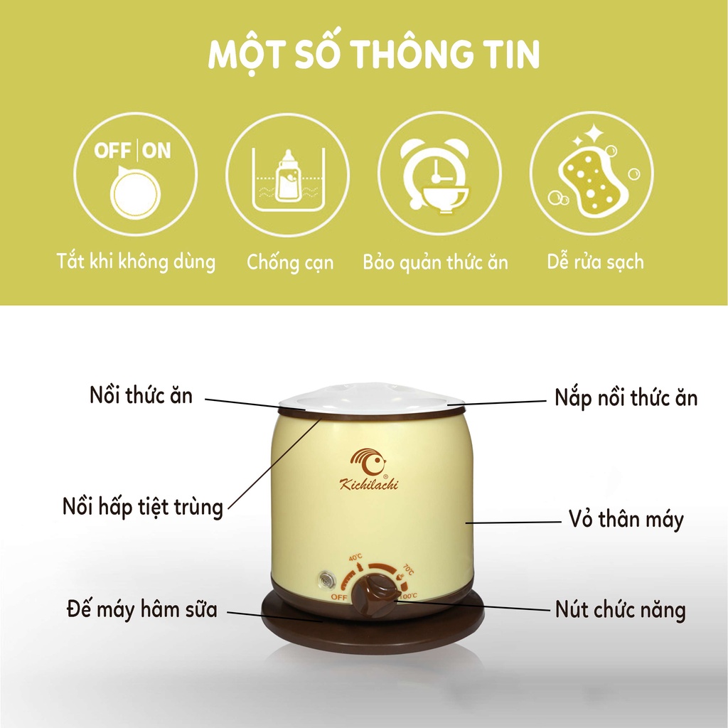 Máy hâm sữa điện đơn Kichilachi