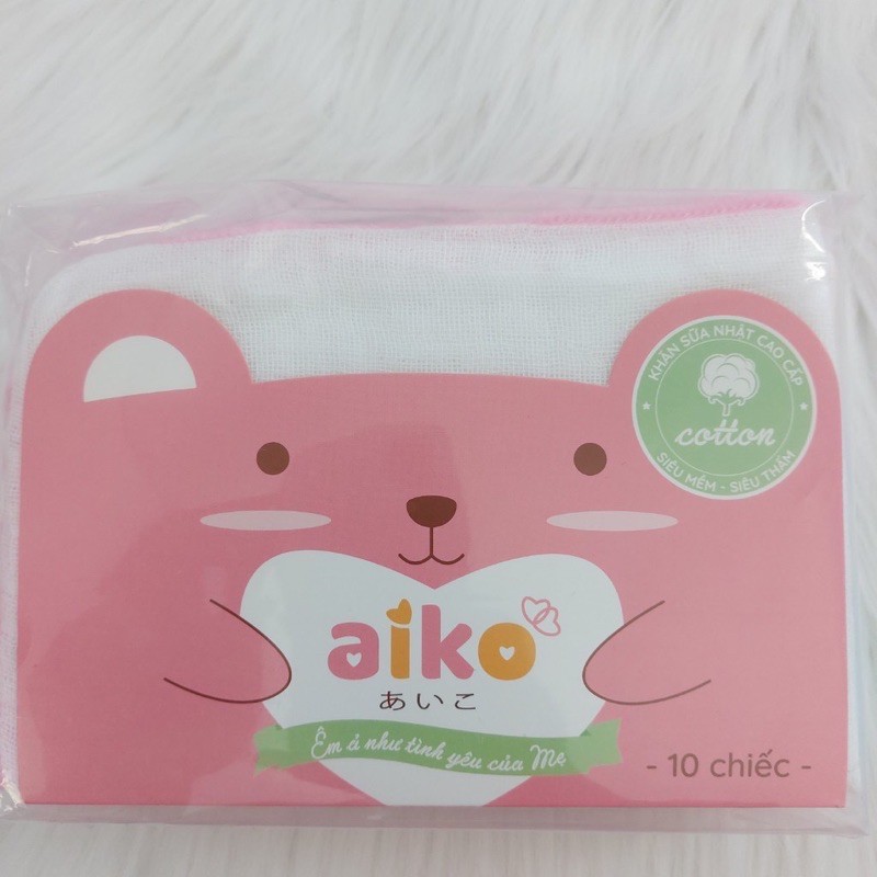 Set 10 khăn sữa xô 4 lớp Aiko lớn (28x35cm)