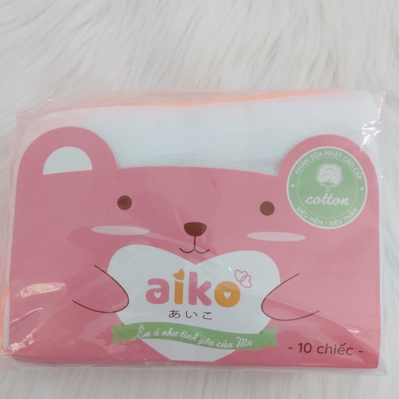 Set 10 khăn sữa xô 4 lớp Aiko lớn (28x35cm)