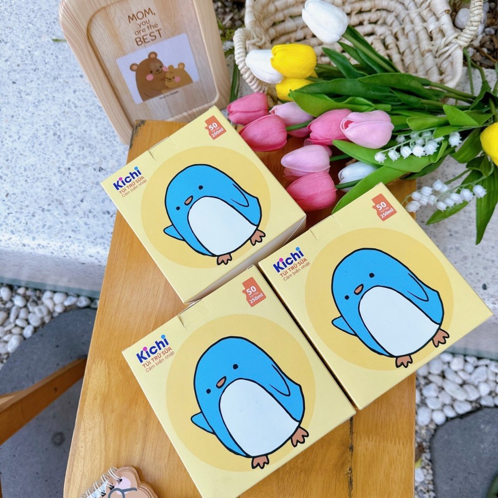 Túi trữ sữa cảm biên nhiệt plus Kichilachi, có vòi (50 túi, 250ml)