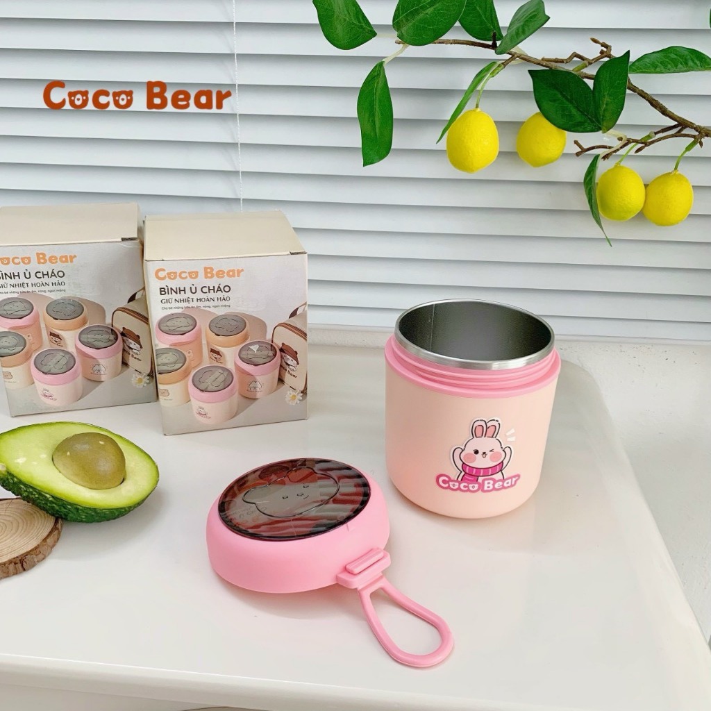 Bình ủ cháo Coco Bear 530ml (Kèm thìa và túi giữ nhiệt)