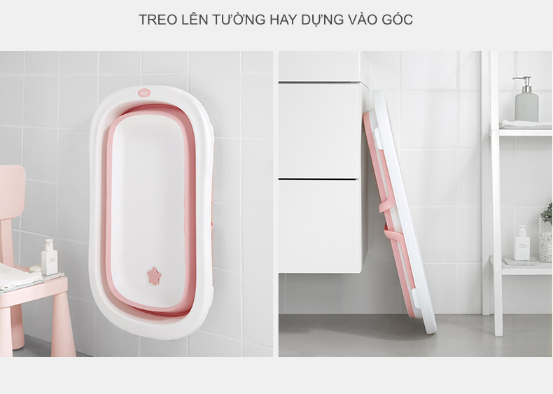 Chậu tắm cao cấp Honper hình bò thành silicone gấp gọn kèm lưới tắm bé (50x10.5x80.5cm)