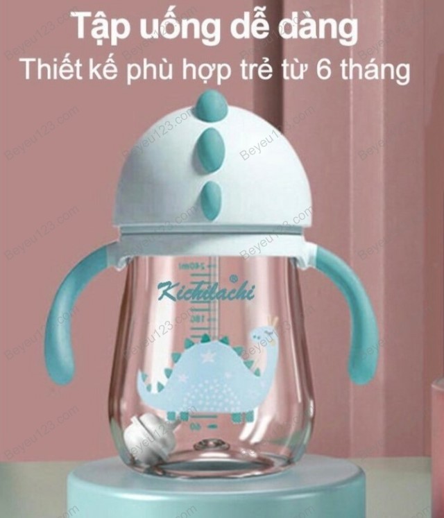 Bình tập uống nước Kichilachi, có van chống sặc 240ml