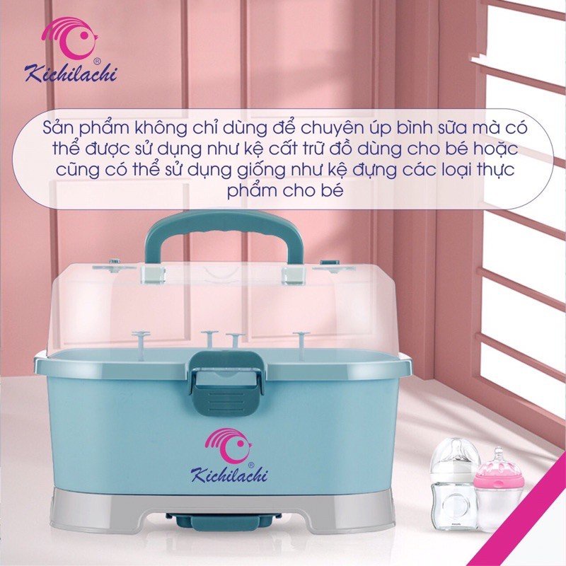 Giá úp bình sữa có nắp đậy Kichiachi