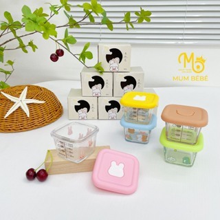 Hộp trữ đông thủy tinh Mum Bébé nắp vuông (Dung tích 160ml - Chia vạch 140ml)