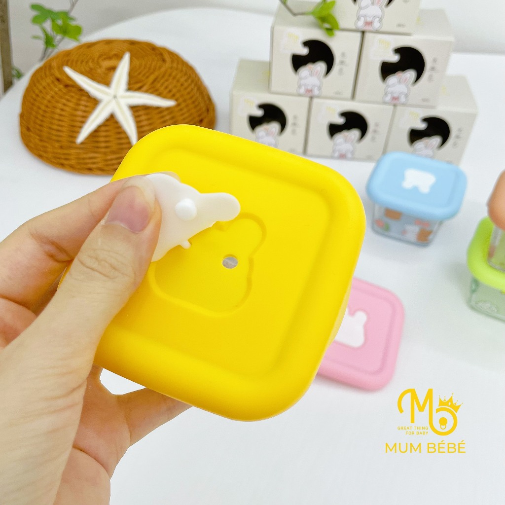 Hộp trữ đông thủy tinh Mum Bébé nắp tròn (Dung tích 140ml - Chia vạch 120ml)