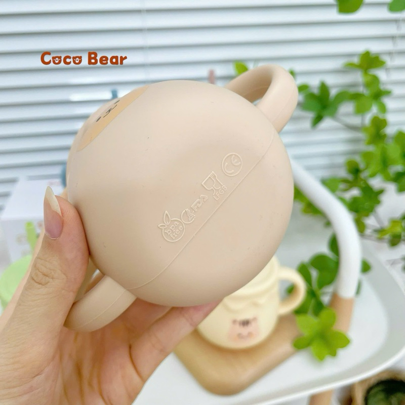 Cốc silicone có nắp kèm ống hút Coco Bear