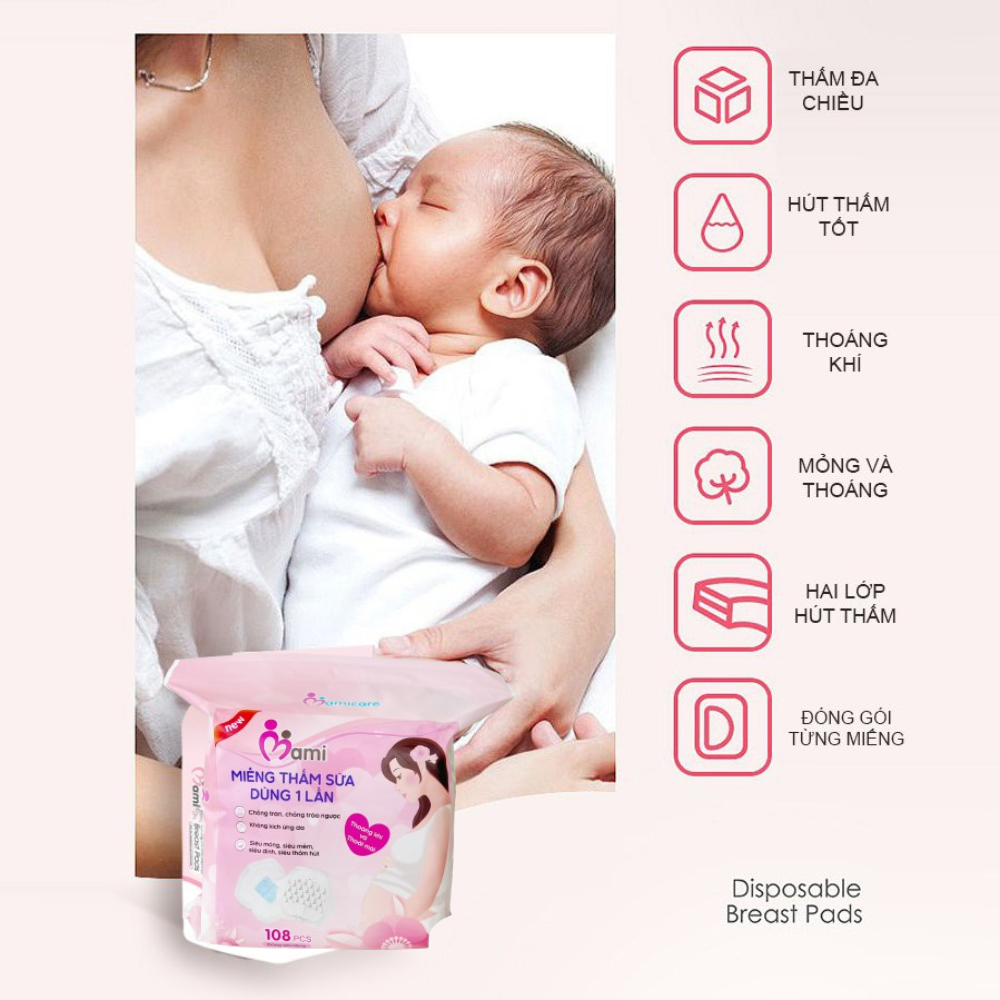 Miếng lót thấm sữa Mami Care - siêu thấm, bông đã qua tiệt trùng