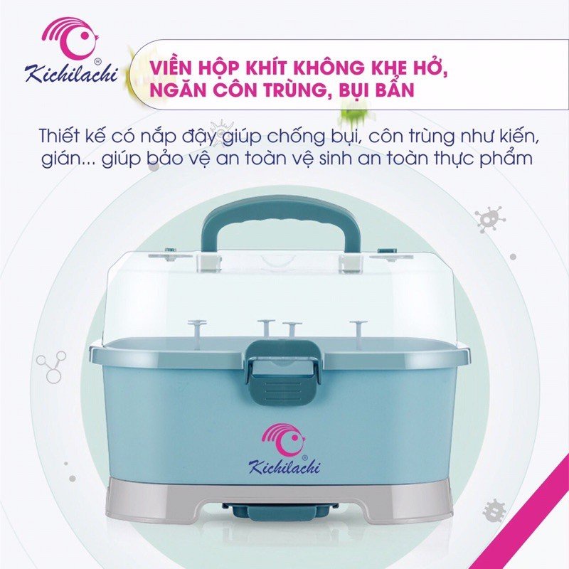 Giá úp bình sữa có nắp đậy Kichiachi