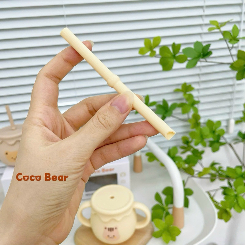 Cốc silicone có nắp kèm ống hút Coco Bear