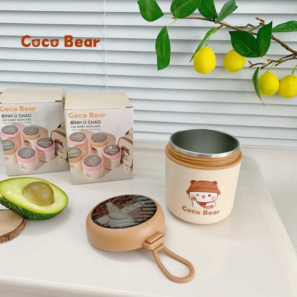 Bình ủ cháo Coco Bear 530ml (Kèm thìa và túi giữ nhiệt)
