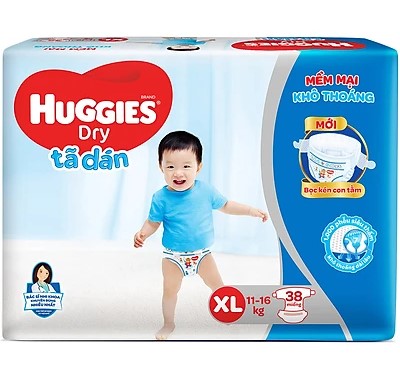 Tã dán Huggies Dry size XL 38 miếng (12-18kg)