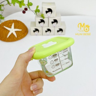 Hộp trữ đông thủy tinh Mum Bébé nắp vuông (Dung tích 160ml - Chia vạch 140ml)