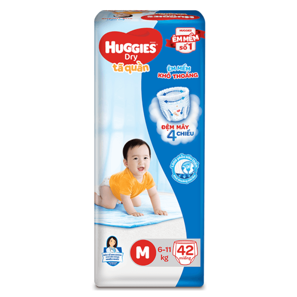 Tã quần Huggies Dry size M 42 miếng (6-11kg)