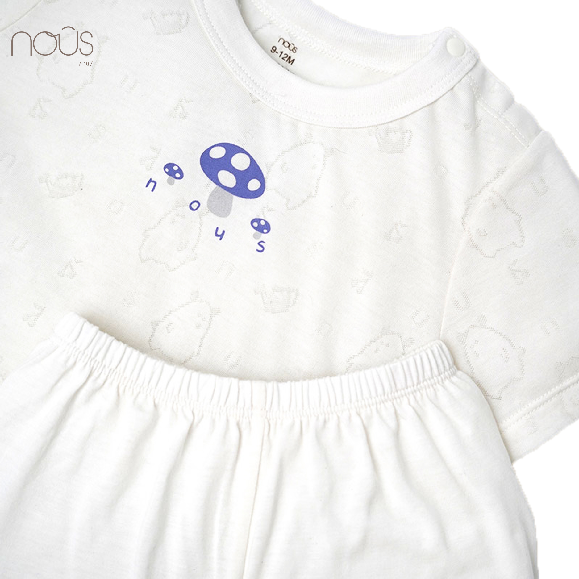 Bộ cài vai cộc trắng hình cây nấm