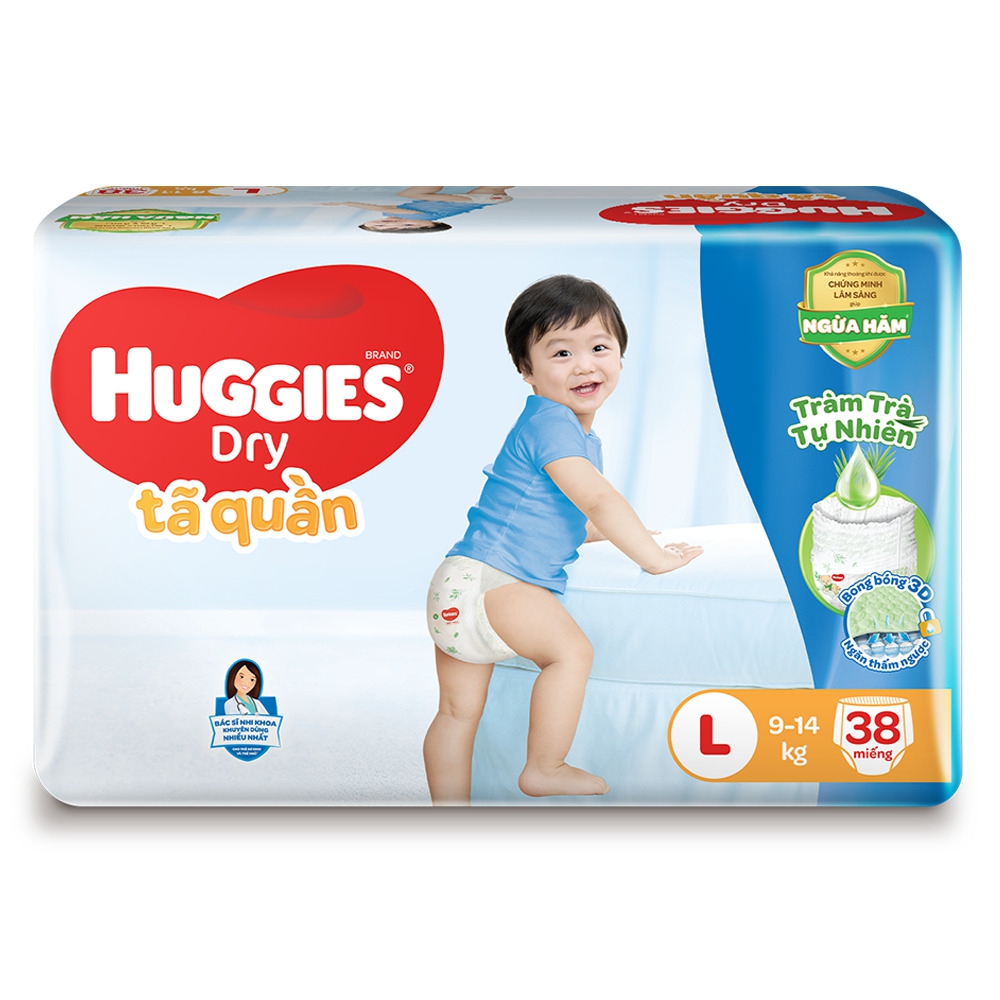Tã quần Huggies Dry size L 38 miếng (9-14kg)