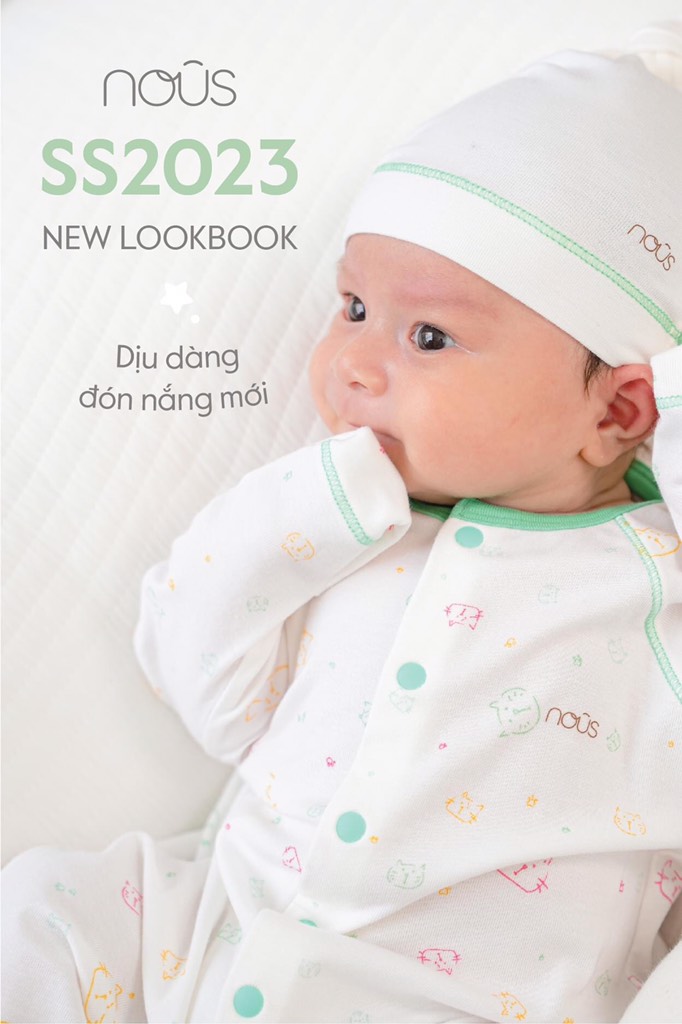 Body có tất Nous trắng họa tiết chó mèo size Newborn