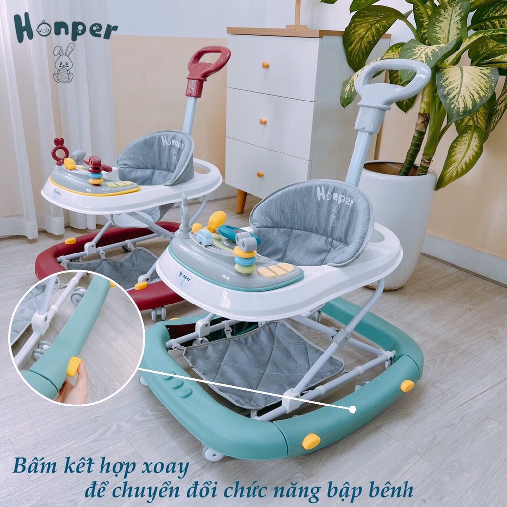 Xe tập đi kiêm bập bênh, có cần đẩy Honper HP813