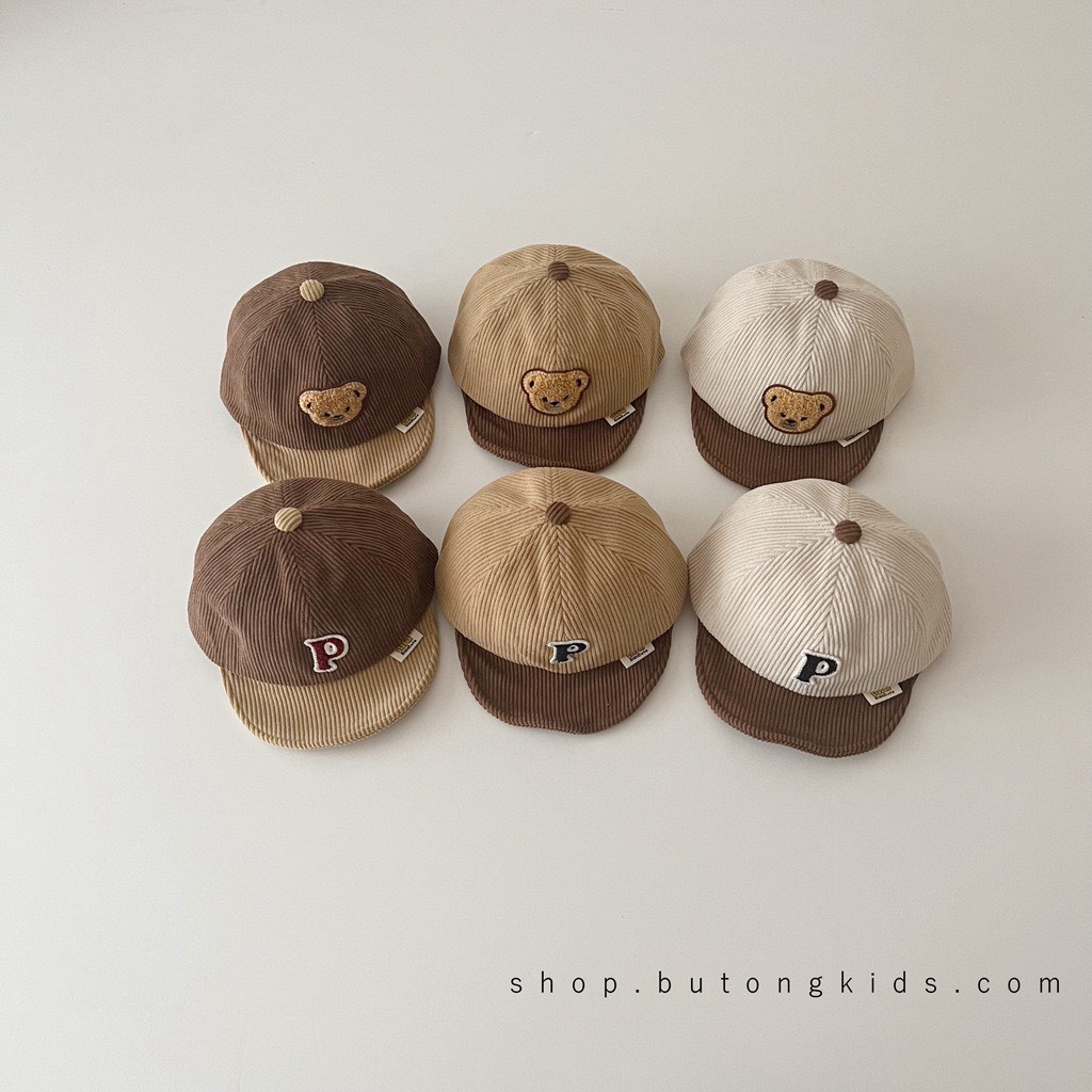 Mũ lưỡi trai len tăm họa tiết cho bé