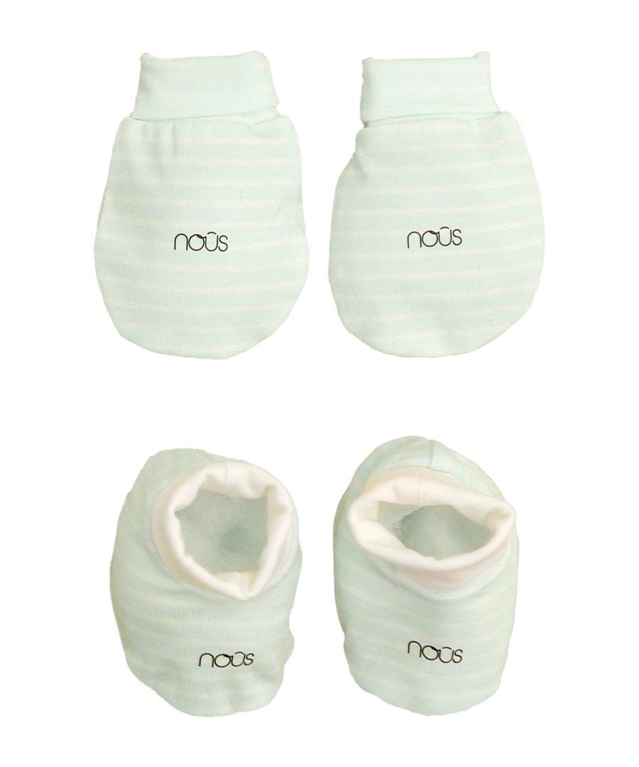 Set bao tay bao chân bo kẻ xanh trắng