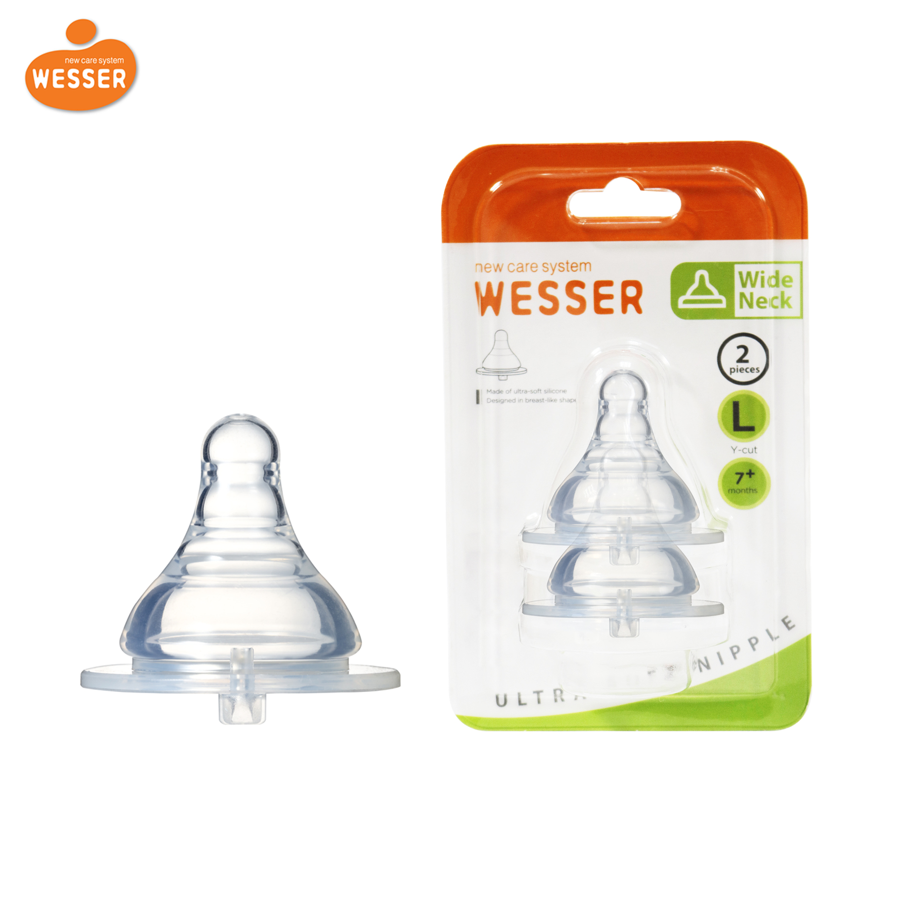 Vỉ 2 núm ty Wesser cổ rộng siêu mềm size L