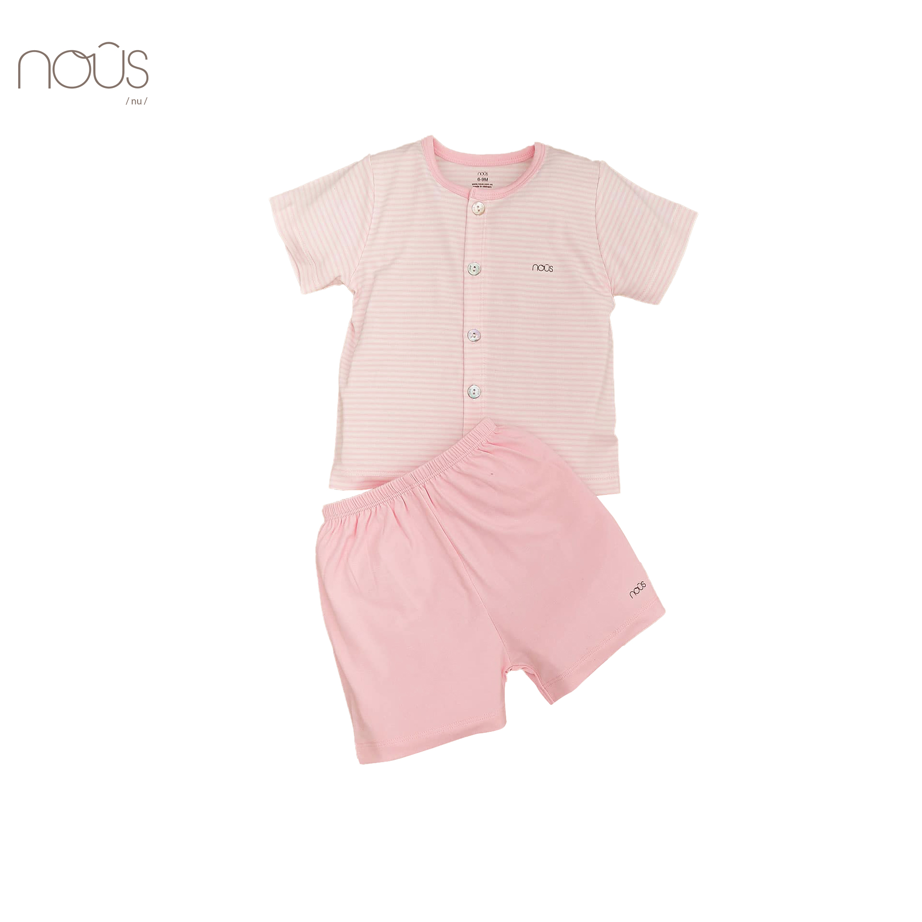 Bộ cài thẳng cộc petit kẻ hai hồng