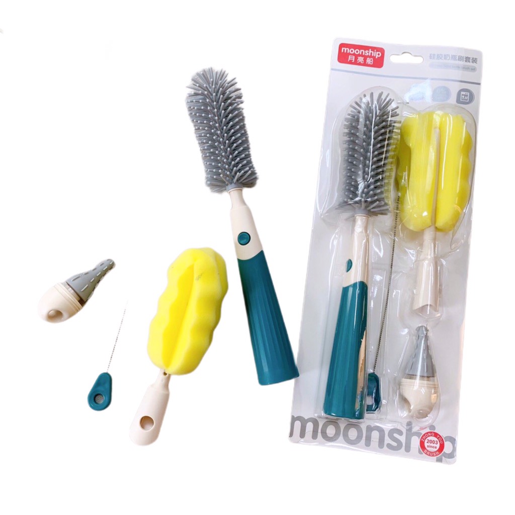 Bộ cọ bình sữa và núm ti Moonship bằng silicone