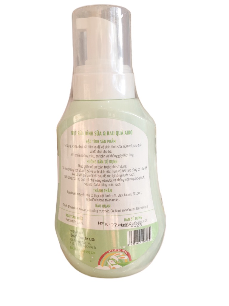 Nước rửa bình sữa và rau quả Aiko